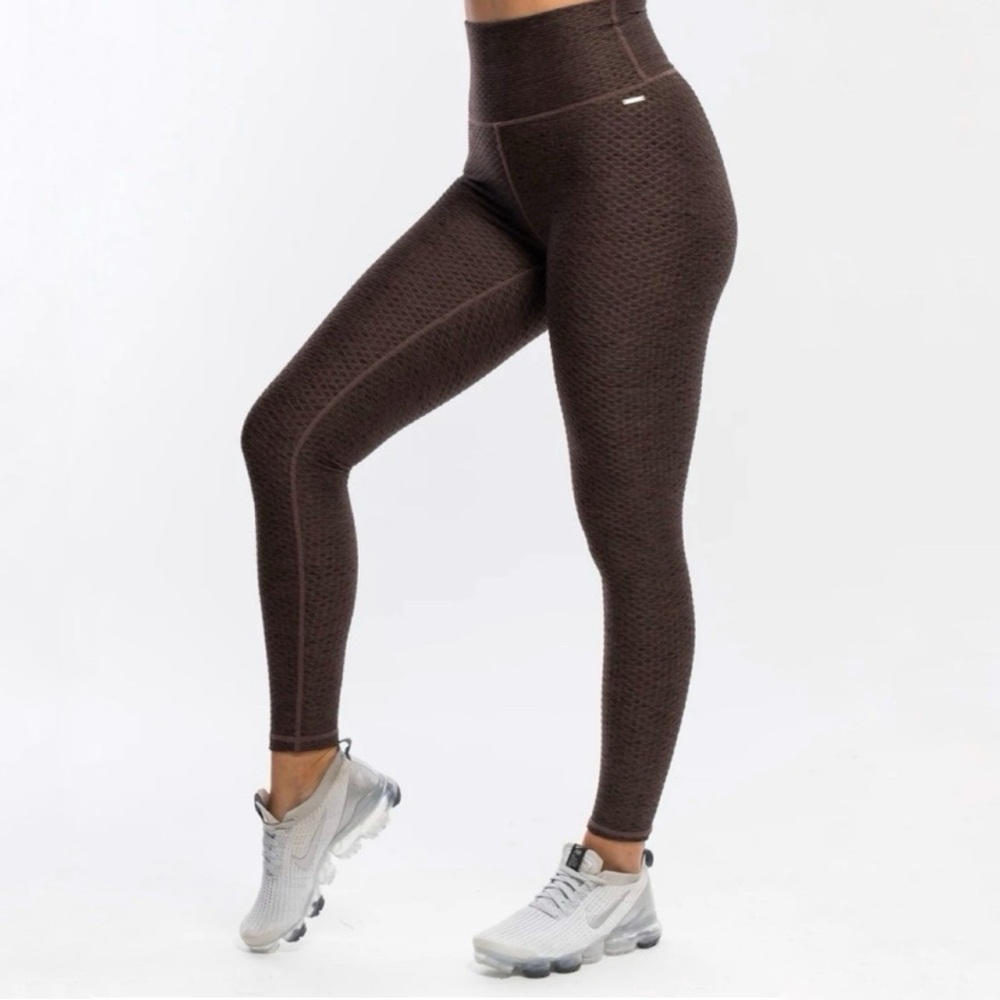 ECHT Weave Textured Scrunch Butt Leggings‎ Size XS Brown Bronze High Waisted